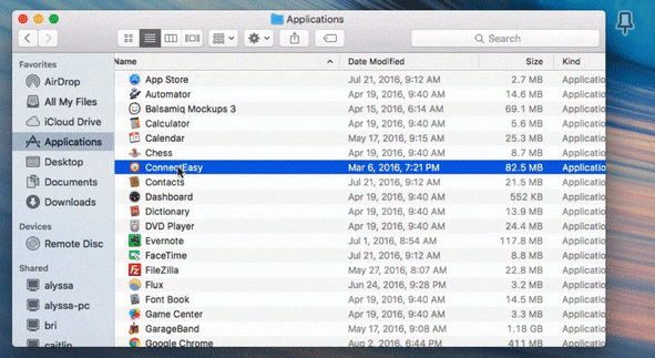 Double-click on the ConnectEasy icon.