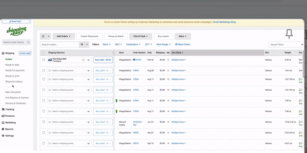 Select the Shipping menu and then scroll down to Devices and Hardware. 