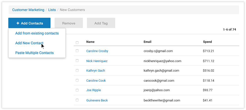 customer marketing contact lists