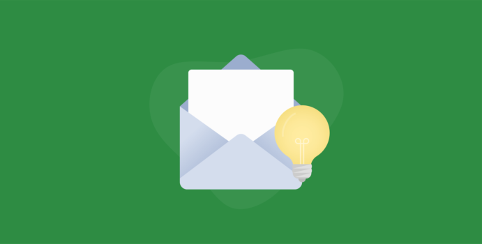 Envelope with a paper inside next to a lightbulb