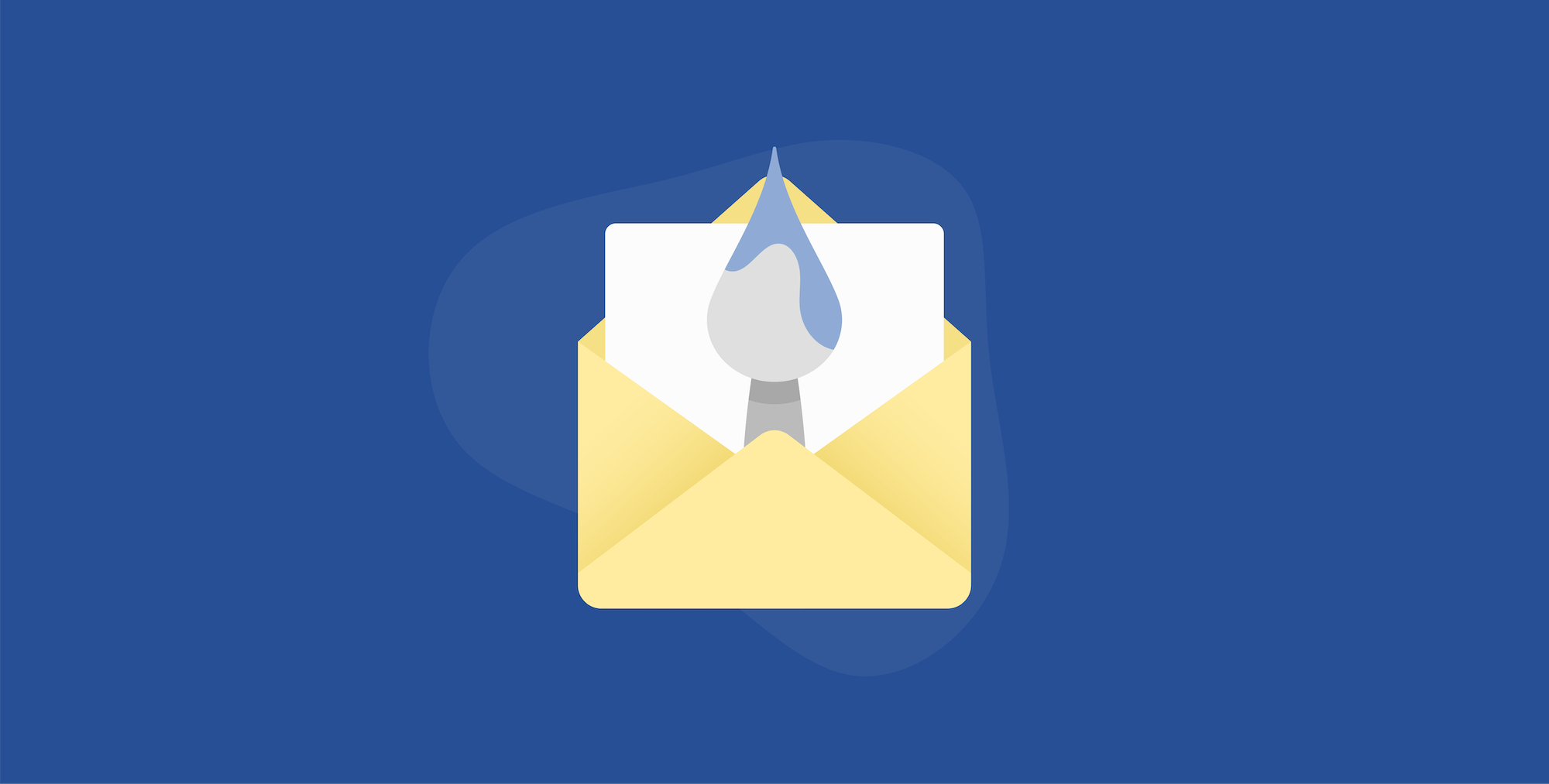 Paint brush and paper inside an envelope