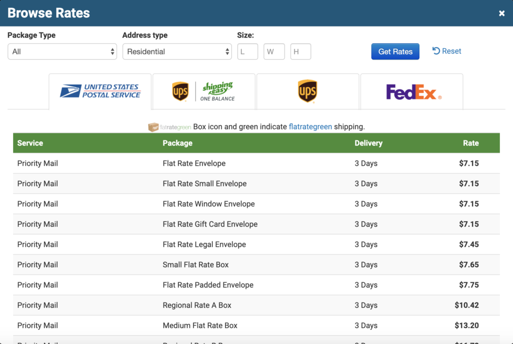 Browse rates ShippingEasy One Balance