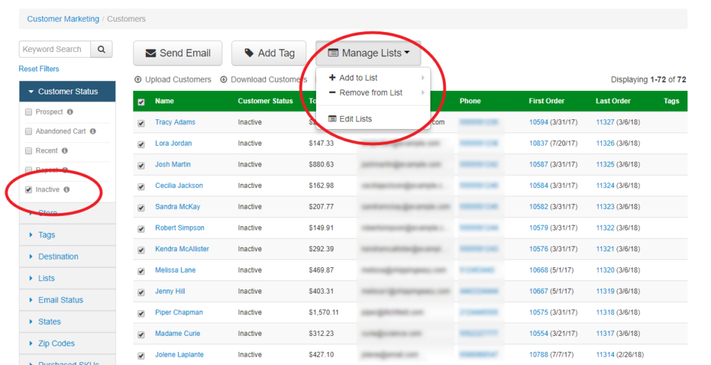 ShippingEasy Customer Marketing dashboard