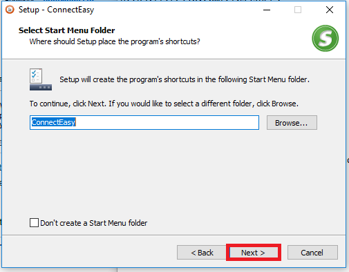 We recommend selecting the default location and then click next. 