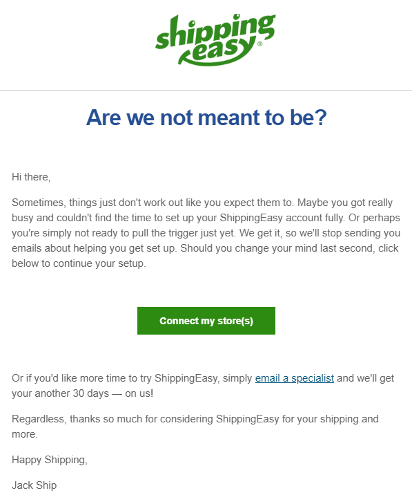 win-back email strategies - goodbye